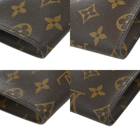 LOUIS VUITTON Logo BUCKET PM Pouch Bag Monogram Leather Brown France - Picture 7 of 13